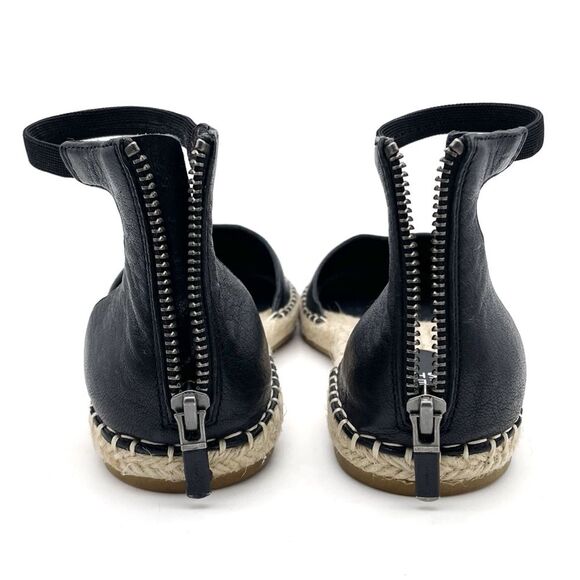 Eileen Fisher Lala Leather Espadrille Flats Black Size 8 Ankle Strap Sandals - Picture 10 of 15
